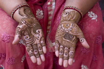 henna on hands, festival , Jaipur ,Rajasthan, India