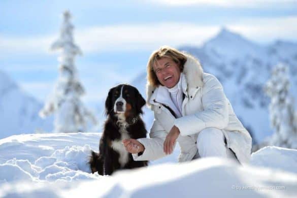 hansi hinterseer bernersennen hund schnee weiss