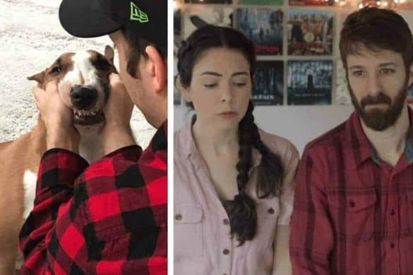 Links ist Hund Bowser zu sehen, links Nikki Phillippi und ihr Ehemann im Youtube-Video.