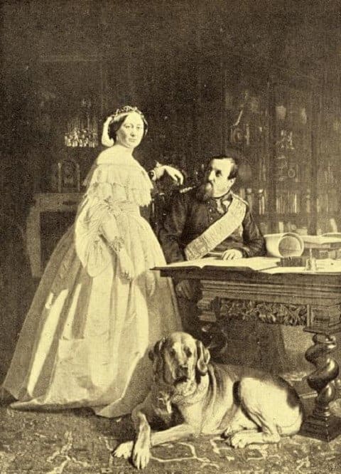Portrait von König Friedrich VII. und Gräfin Danner mit einem Broholmer.
