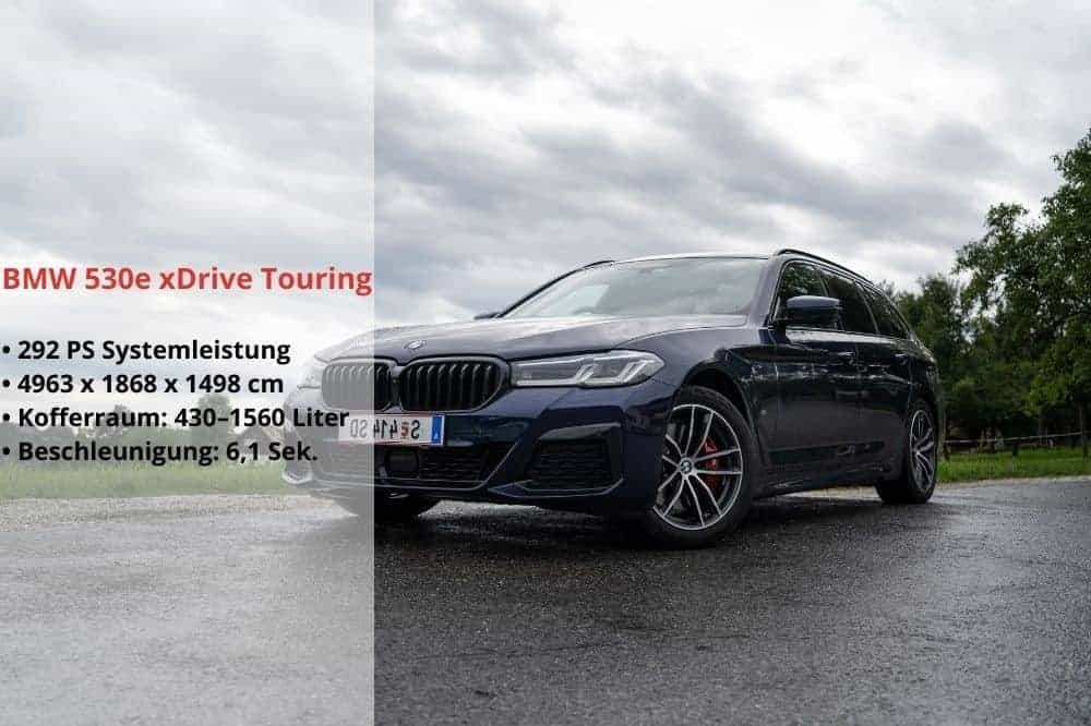 Abbildung zeigt BMW 5e mit den Faktes auf der linken Seite des Bildes.
